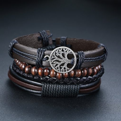 Bracelet Arbre De Vie En Cuir Pour Homme - Vnox